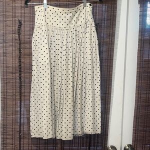 Polka Dot Pleated Skirt - Cream and Black